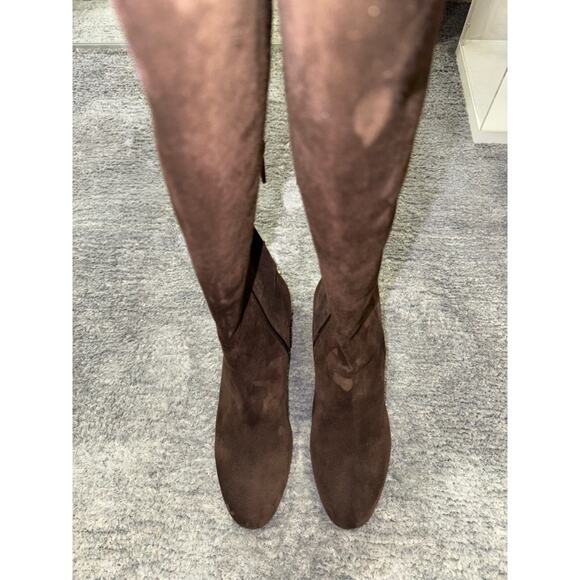 Christian Louboutin Jane Botta 55 Cosme Dark Brown Suede Knee High Heel Boot 40 - Picture 8 of 15